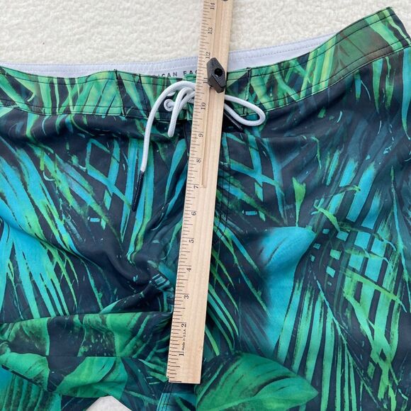 American Eagle Outfitters Board Shorts Mens Large Turquoise Green Palm Frond - Picture 9 of 11